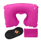 Portable Travel Inflatable Neck Pillow Set + Eye Mask + Earplug