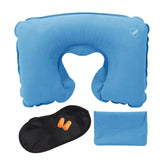Portable Travel Inflatable Neck Pillow Set + Eye Mask + Earplug
