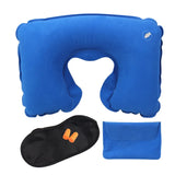 Portable Travel Inflatable Neck Pillow Set + Eye Mask + Earplug