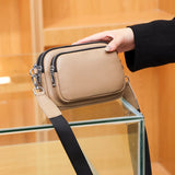 Cowhide Small Classic Female Shoulder Bag Wide Straps Crossbody Handbag