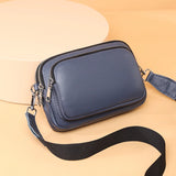 Cowhide Small Classic Female Shoulder Bag Wide Straps Crossbody Handbag