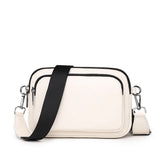 Cowhide Small Classic Female Shoulder Bag Wide Straps Crossbody Handbag