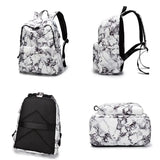 15.6 inch Travel Marble Large Backpack Women USB School Backpack