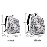 15.6 inch Travel Marble Large Backpack Women USB School Backpack