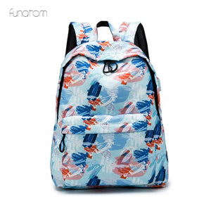 15.6 inch Travel Marble Large Backpack Women USB School Backpack