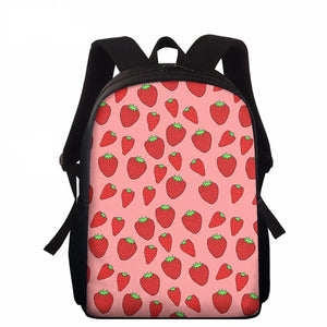 Sweet Strawberry Pattern Kids School Bag 15inch
