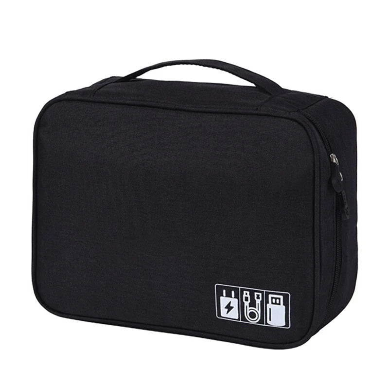 Travel Cable Organizer Case with Adjustable Divides