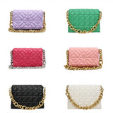 Women's Quilted Shoulder Bag with Thick Chain - Handbag and Clutch