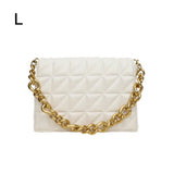 Women's Quilted Shoulder Bag with Thick Chain - Handbag and Clutch