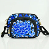 Vintage Embroidered Canvas Shoulder Bag Ethnic Design Small Purse