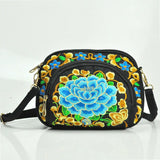 Vintage Embroidered Canvas Shoulder Bag Ethnic Design Small Purse