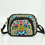 Vintage Embroidered Canvas Shoulder Bag Ethnic Design Small Purse