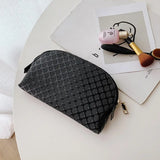 2 PCS Women PU Leather Cosmetics Bag Make Up Weave Clutch Woven Knitting Purse