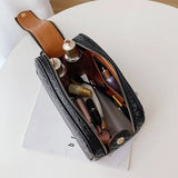 2 PCS Women PU Leather Cosmetics Bag Make Up Weave Clutch Woven Knitting Purse