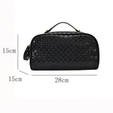 2 PCS Women PU Leather Cosmetics Bag Make Up Weave Clutch Woven Knitting Purse