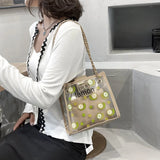 2-piece Women Fruit Handbag Transparent Beach Summer Shoulder Messenger Bags