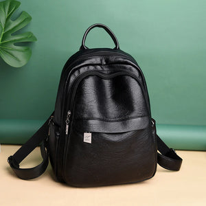 Vintage Leather Women Backpack High Female Travel Backpack
