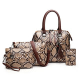 Summer Women's Shoulder Bag Snakeskin Cross-Body Handbag 4-Piece Set