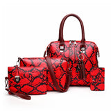 Summer Women's Shoulder Bag Snakeskin Cross-Body Handbag 4-Piece Set