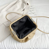 Women Leather Ruched Shoulder Bag Clutch Casual Crossbody Messenger Bags