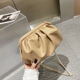 Women Leather Ruched Shoulder Bag Clutch Casual Crossbody Messenger Bags