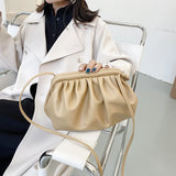 Women Leather Ruched Shoulder Bag Clutch Casual Crossbody Messenger Bags