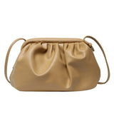 Women Leather Ruched Shoulder Bag Clutch Casual Crossbody Messenger Bags