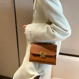 Solid Leather Shoulder Chain Bag Crossbody Bags Purses Messenger Bag