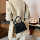 Crocodile Pattern Leather Shoulder Bag Vintage Ladies Crossbody Messenger Bag