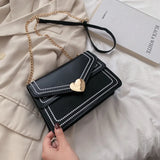 Women Embroidery Leather Shoulder Chain Bag Ladies Crossbody Bags