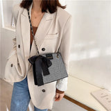 Women Houndstooth Shoulder Bag Ladies Casual Crossbody Messenger Bag