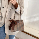 Women Houndstooth Shoulder Bag Ladies Casual Crossbody Messenger Bag