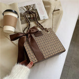 Women Houndstooth Shoulder Bag Ladies Casual Crossbody Messenger Bag