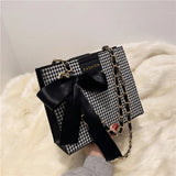 Women Houndstooth Shoulder Bag Ladies Casual Crossbody Messenger Bag