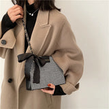 Women Houndstooth Shoulder Bag Ladies Casual Crossbody Messenger Bag
