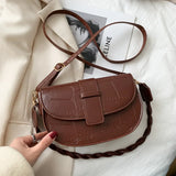 Vintage PU Leather Shoulder Saddle Bag for Women