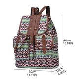 Boho Retro Vintage Women Backpack Drawstring Canvas Bagpack