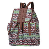 Boho Retro Vintage Women Backpack Drawstring Canvas Bagpack