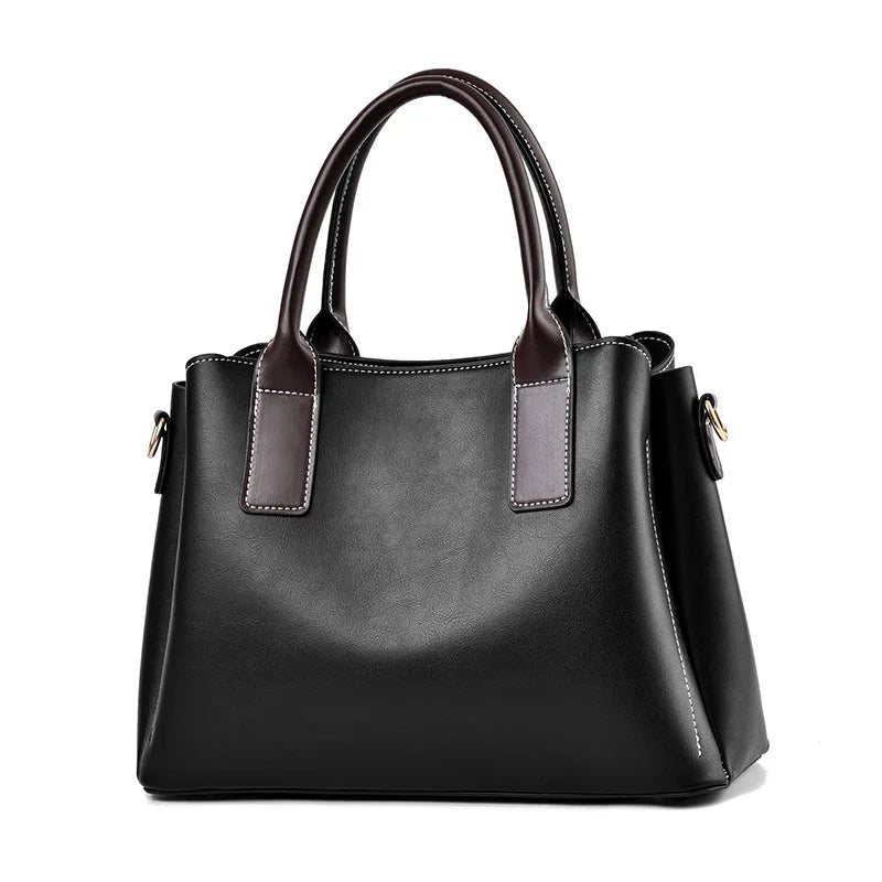 Vintage Leather Handbag Large Capacity Crossbody Tote