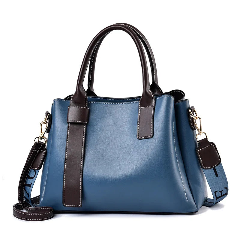 Vintage Leather Handbag Large Capacity Crossbody Tote