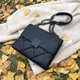 Lattice Square Crossbody Bag PU Leather Women's Handbag Chain Shoulder Bag