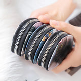 Leather Car Key Case KeyChain Holder Metal Hook Zipper Case Bag Wallet