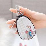Leather Car Key Case KeyChain Holder Metal Hook Zipper Case Bag Wallet