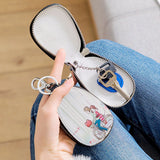 Leather Car Key Case KeyChain Holder Metal Hook Zipper Case Bag Wallet