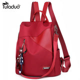 Nylon Women Backpack Female Travel Waterproof Leather Bag School Backpacks