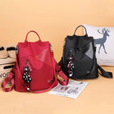 Nylon Women Backpack Female Travel Waterproof Leather Bag School Backpacks