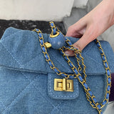 Summer Denim Mini Crossbody Bag Women Casual Lingge Chain Jeans Shoulder Bag