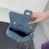 Summer Denim Mini Crossbody Bag Women Casual Lingge Chain Jeans Shoulder Bag
