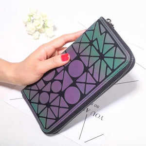 Women's Plaid Geometric Wallet Long Clutch Luminous Money Clip