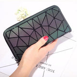 Women's Plaid Geometric Wallet Long Clutch Luminous Money Clip